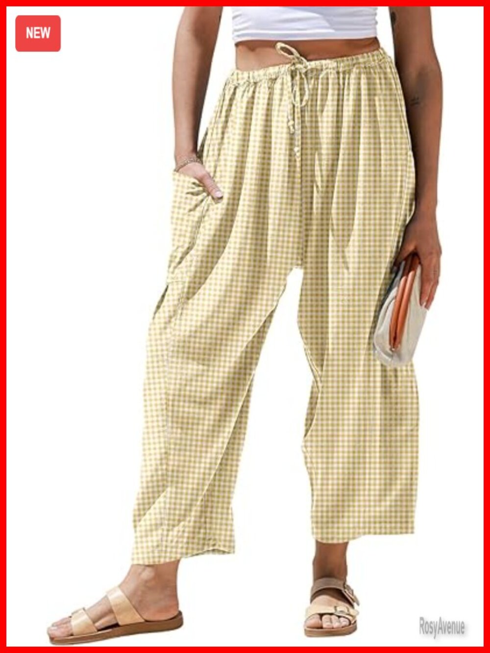 Linen Wide Leg Striped Pants with Pockets Low Waist Drawstring Palazzo